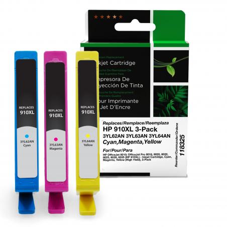 Clover Technologies Group, LLC High Yield Cyan, Magenta, Yellow Ink Cartridges for HP 910XL 3-Pack